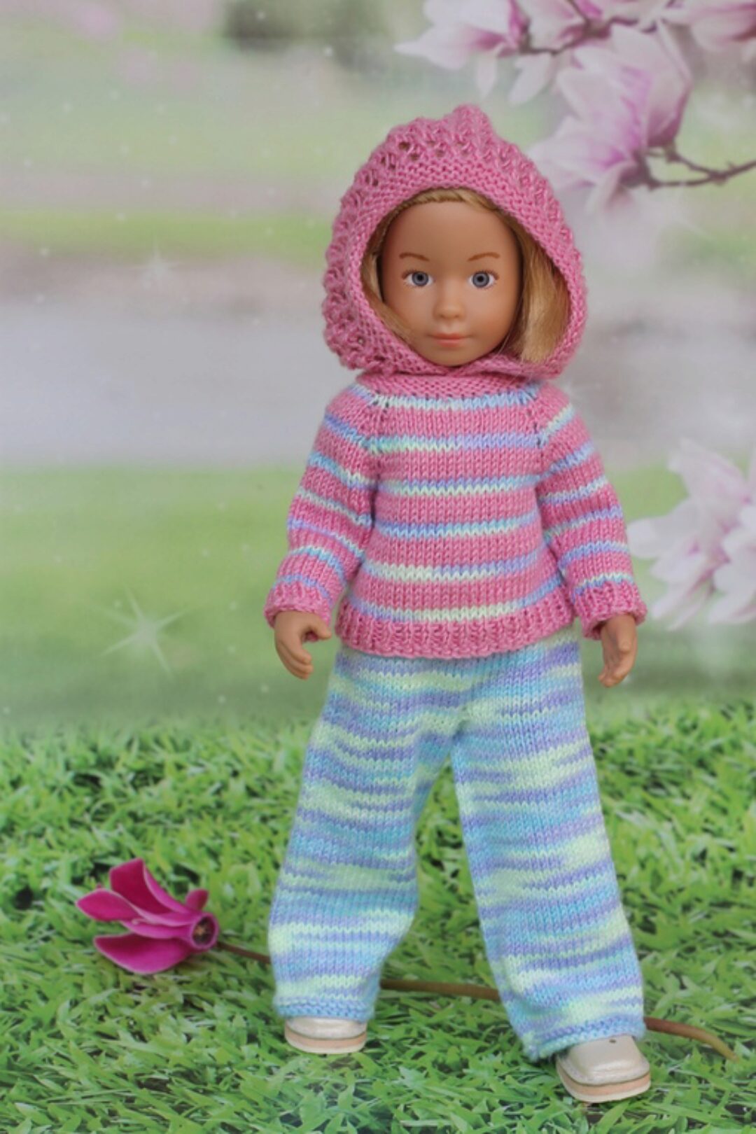 Розовая дымка-комбез с ажурным капюшоном на Крузелинг и мини Паолку (Марина Кащенкова)