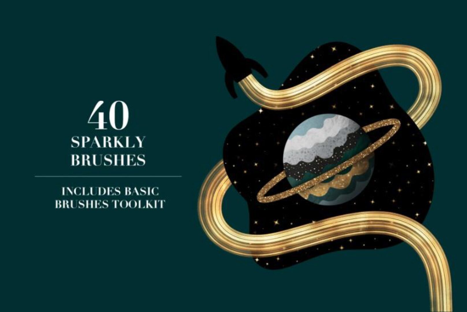 Кисти для Procreate с блестящим и металлическим эффектом / Procreate Sparkly & Metallic Effect Brushes (Seamless Team)