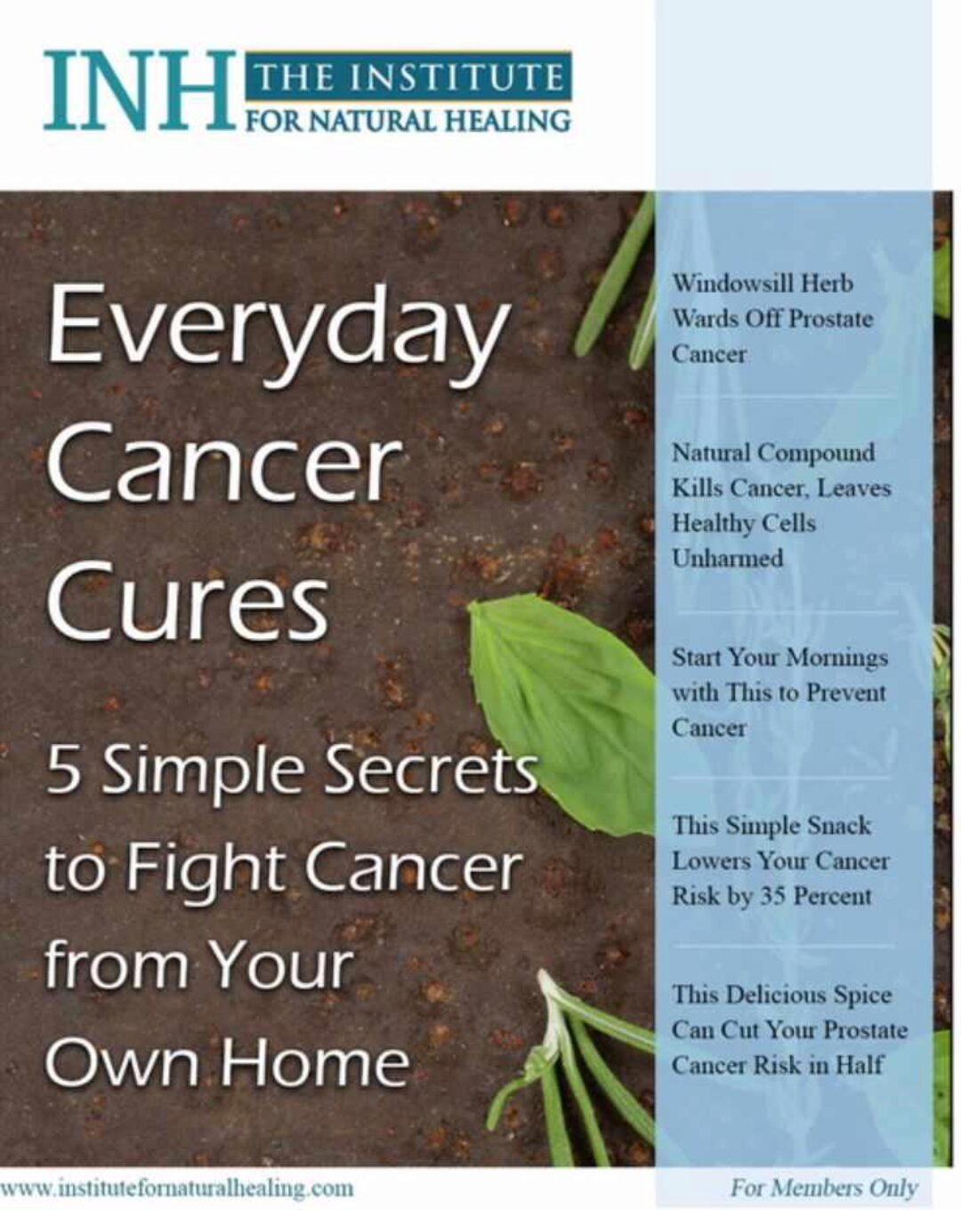 [Institute for Natural Healing] Цикл Анти-рак #2. 5 простых секретов для борьбы с раком из вашего собственного дома