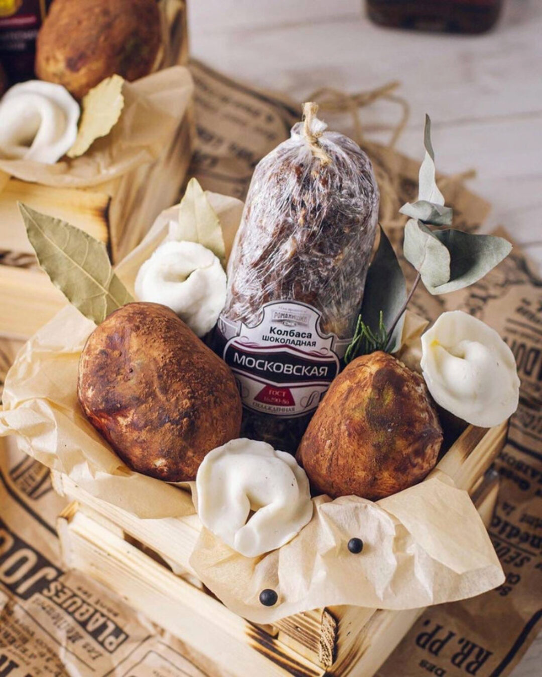 Картофель + Пельмешки из пластичного шоколада + Шоколадная колбаса (Екатерина Завирюха)