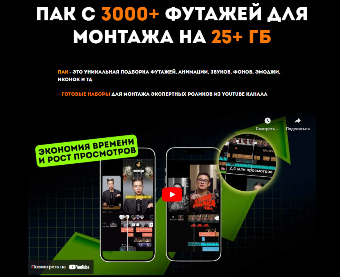 Пак с 3000+ футажей для монтажа на 25+ Гб. Пак Максимум (Виктор Хомутовский)