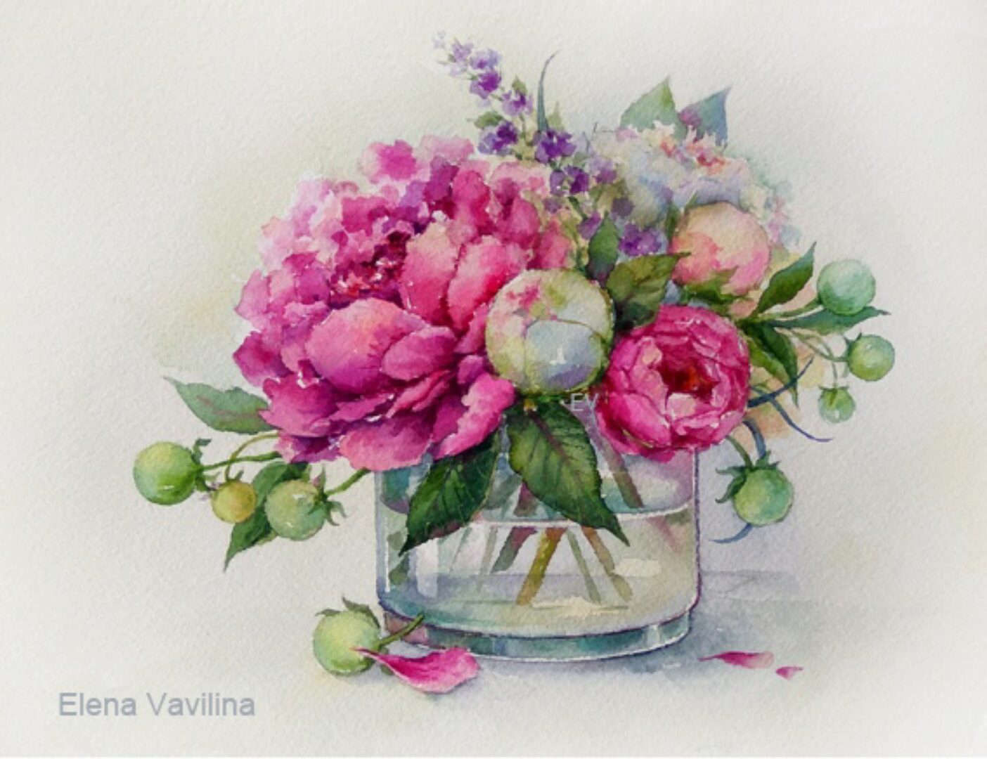 Букет цветов акварелью (Елена Вавилина)