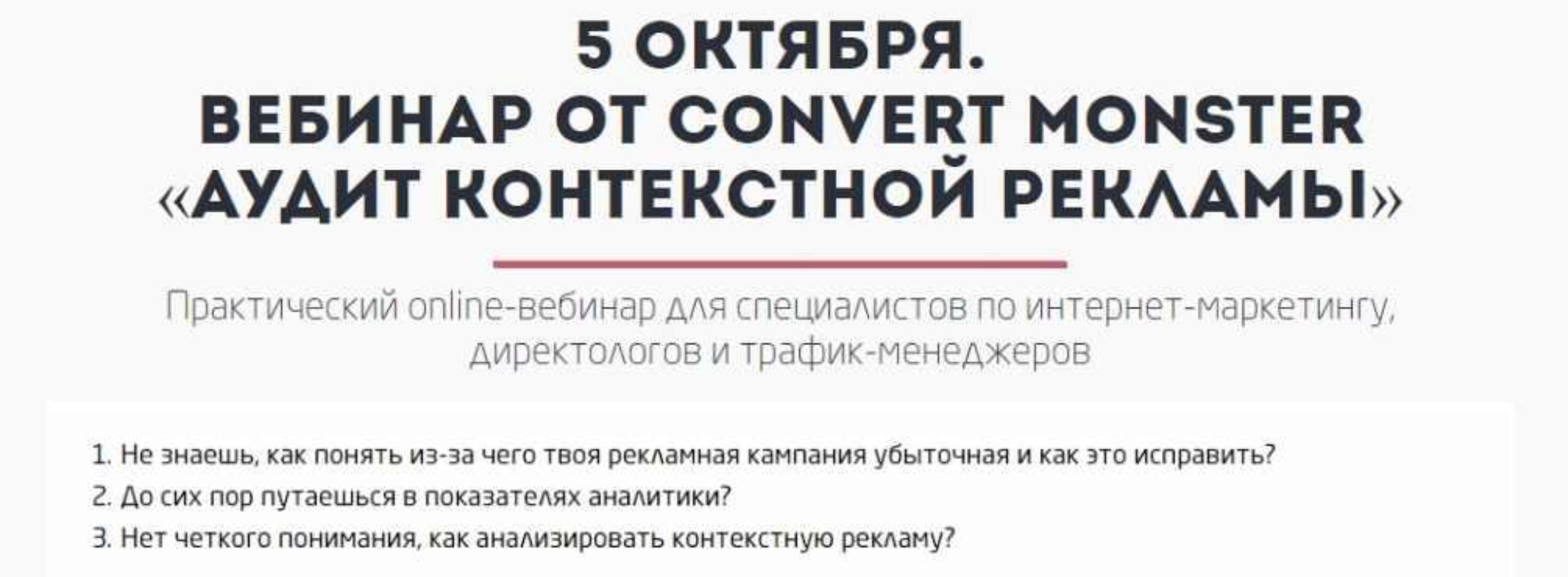 [Convert Monster] Аудит контекстной рекламы Яндекс.Директ  (Антон Петроченков)
