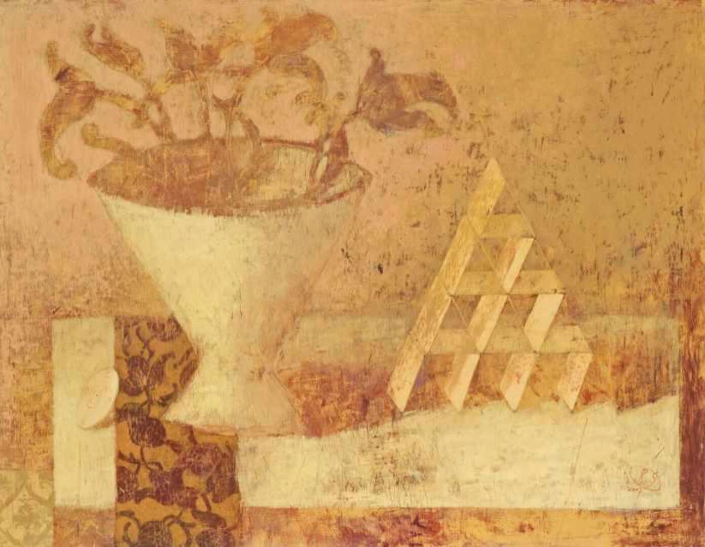 Многослойная техника живописи акрилом на холсте с процарапыванием. Вариант №3 (Светлана Румак)