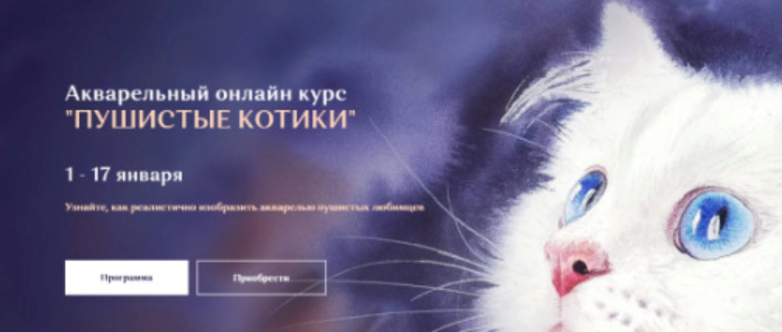 Акварельный курс «‎Пушистые котики». Тариф Стандарт (Нина Петровская)