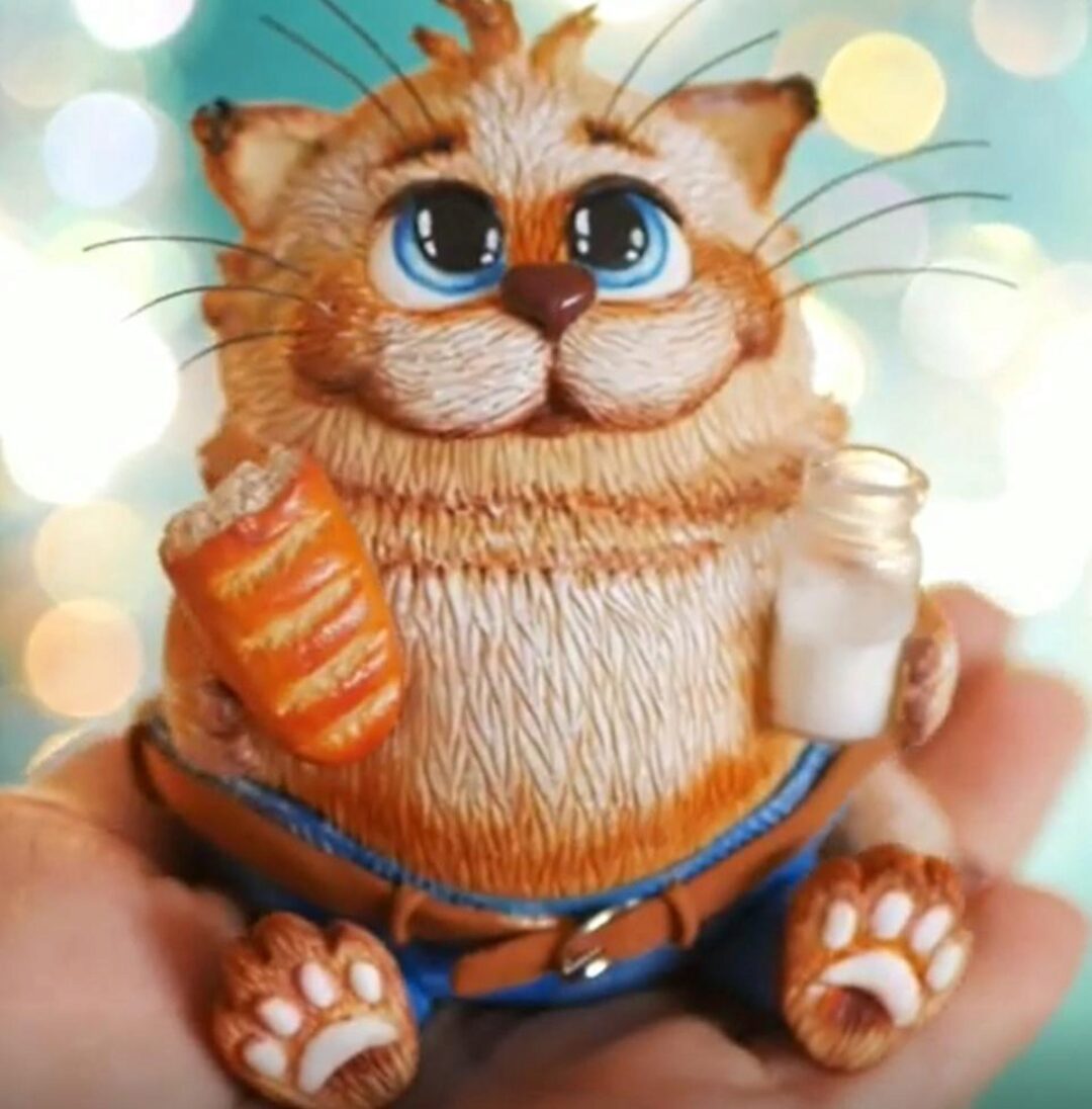 Кот из полимерной глины + мк по рисованию котиков (Анастасия Астафьева)