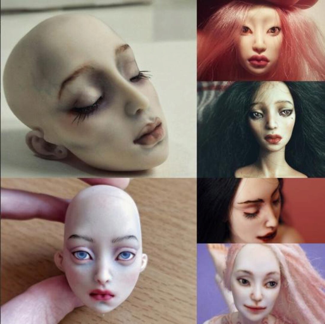 Роспись лица куклы из полимерной глины (Евгения Авраам)