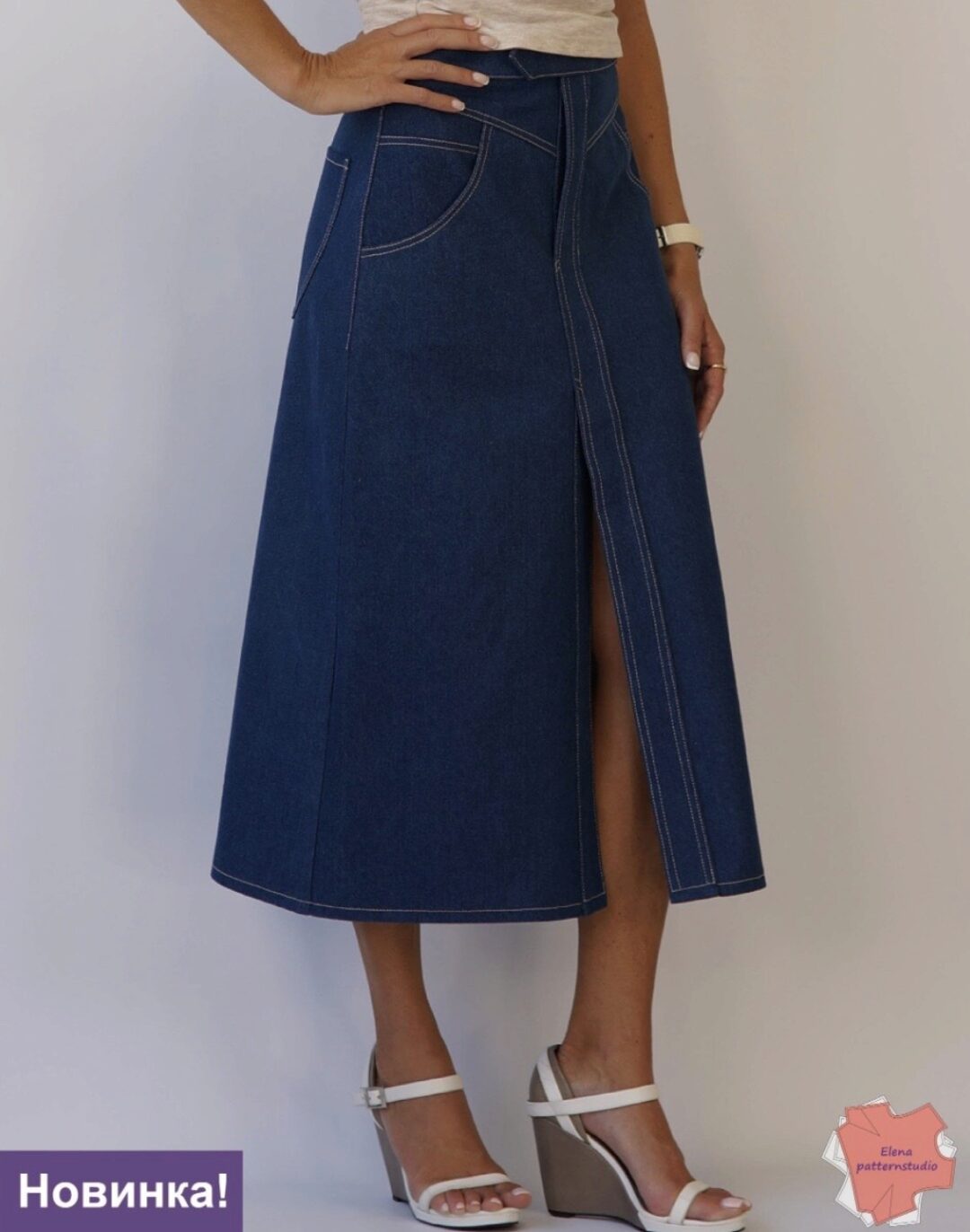 [elenapatternstudio] Джинсовая юбка Селеста. Размер 40-54. Рост 164