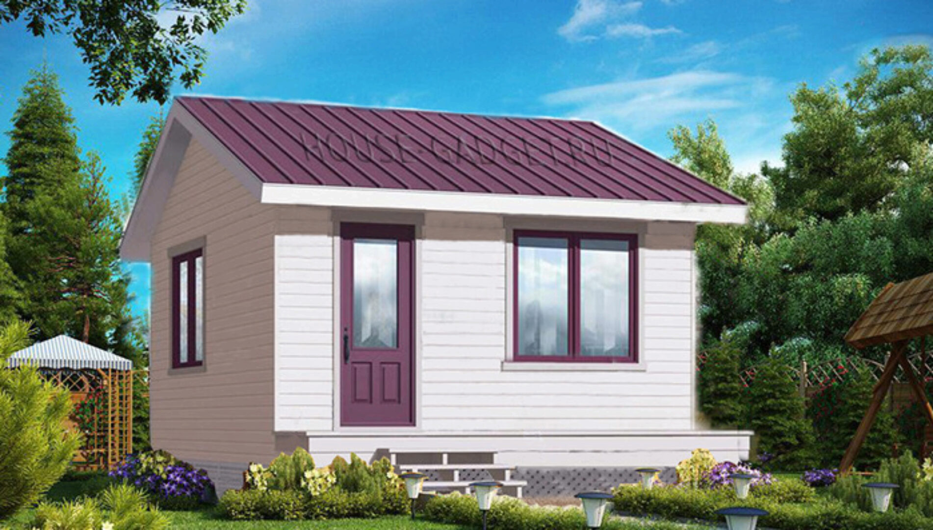 [house-gadget.ru] Дачный домик 6х4 своими руками. Комплект чертежей каркасного домика для самостоятельной сборки