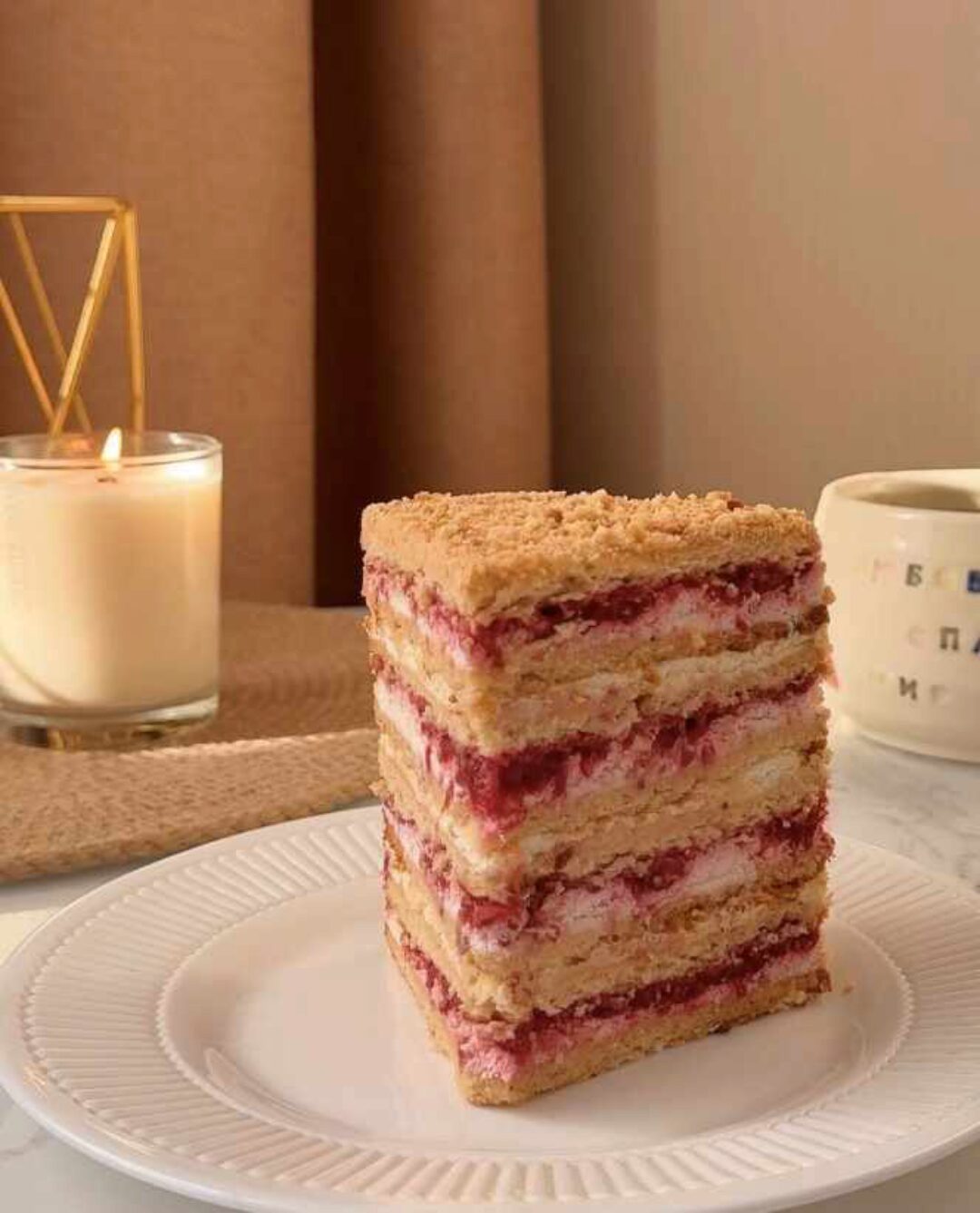 [lambina.cake] Торт Медовик с малиной (Елена Ламбина)