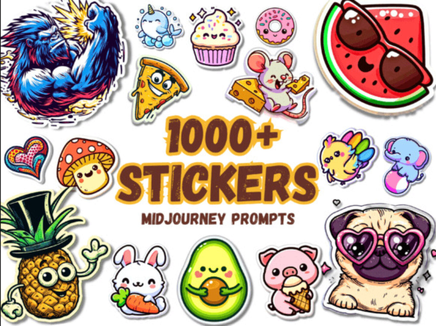 [Creativefabrica] 1000+ Sticker Midjourney Prompts AI PNG