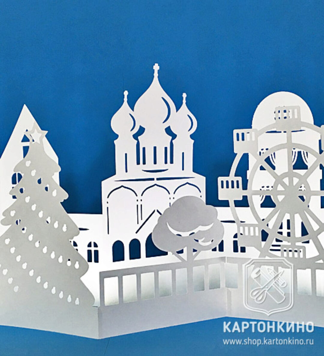 [Картонкино] Праздничная композиция для подоконника Новогодний городок (Рита Белозерова)