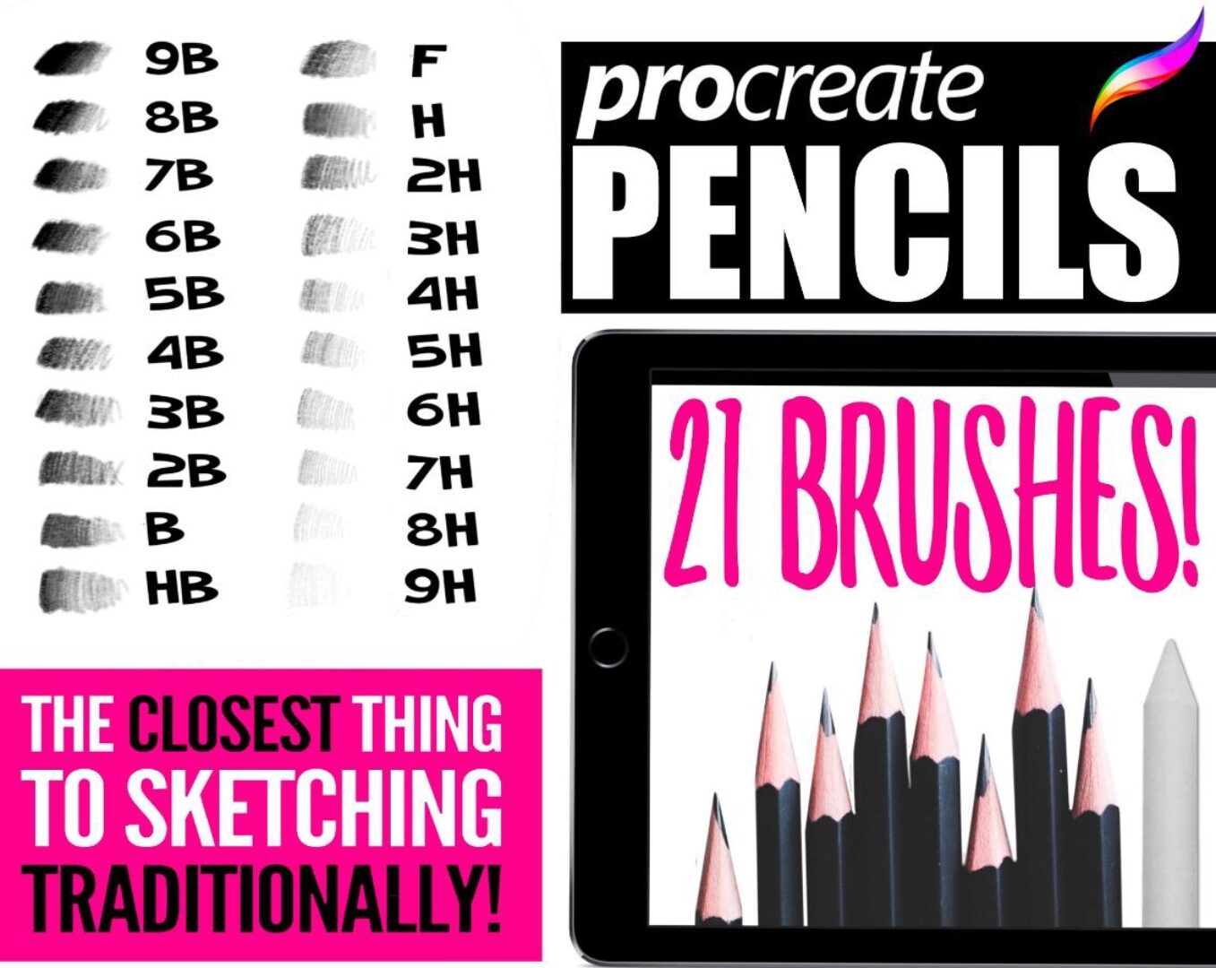 Реалистичные карандашные кисти для Procreate / The Definitive Pencil Brush Set for Procreate (BeeJayDeL)