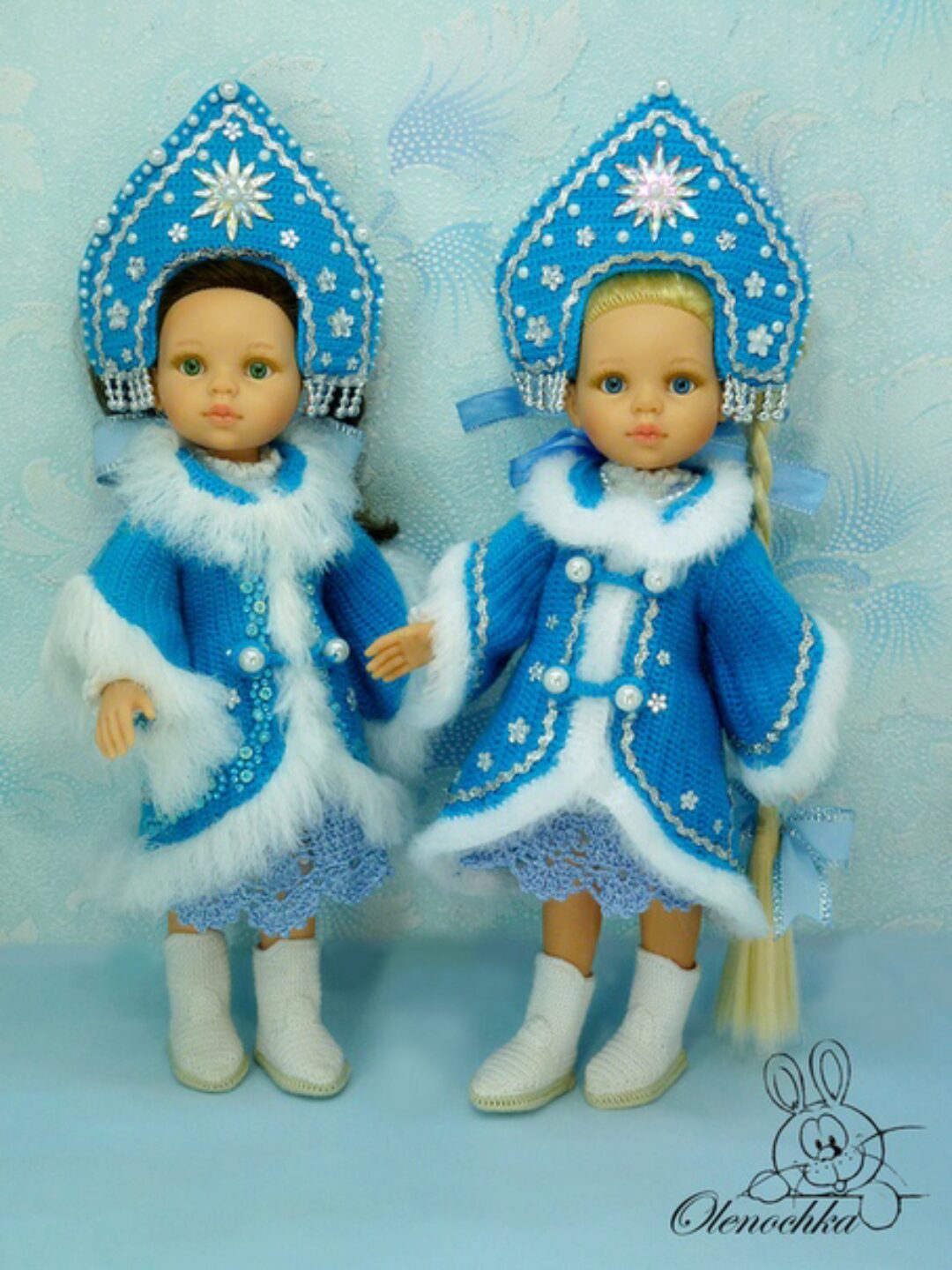 PDF-журнал по вязанию крючком наряда «Снегурочка» для для кукол Паола Рейна (Ольга Корчагина)