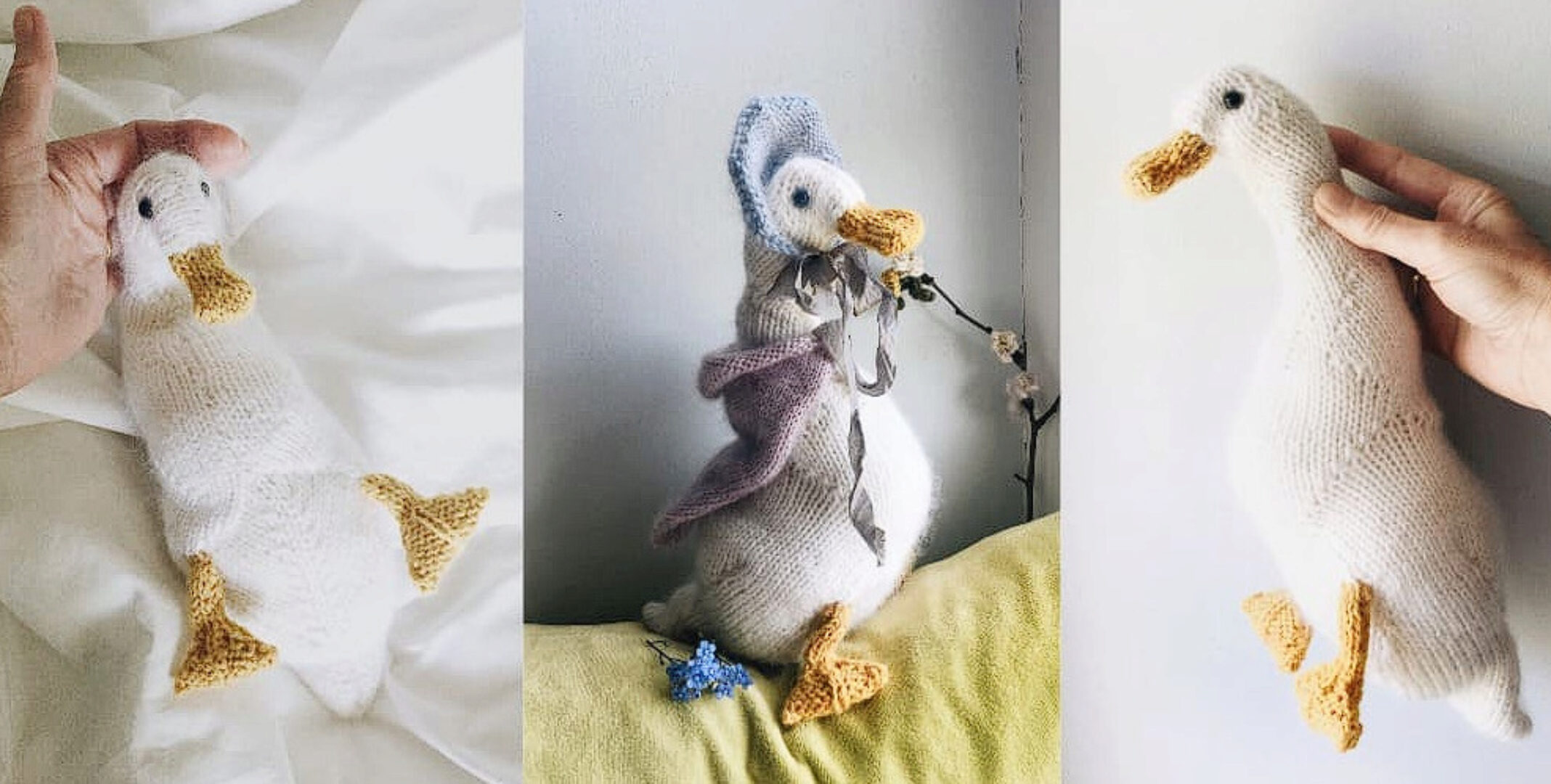 Вязаная утка спицами Lady Duck (Claire Garland)