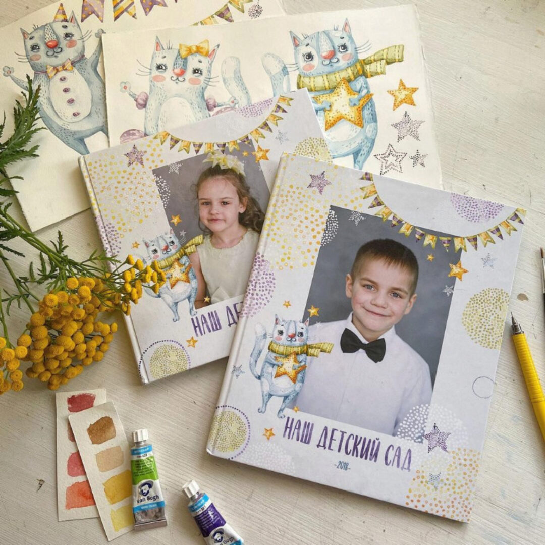 [PSD] Шаблон выпускной фотокниги Толстые котики (Ксения Фёдорова)