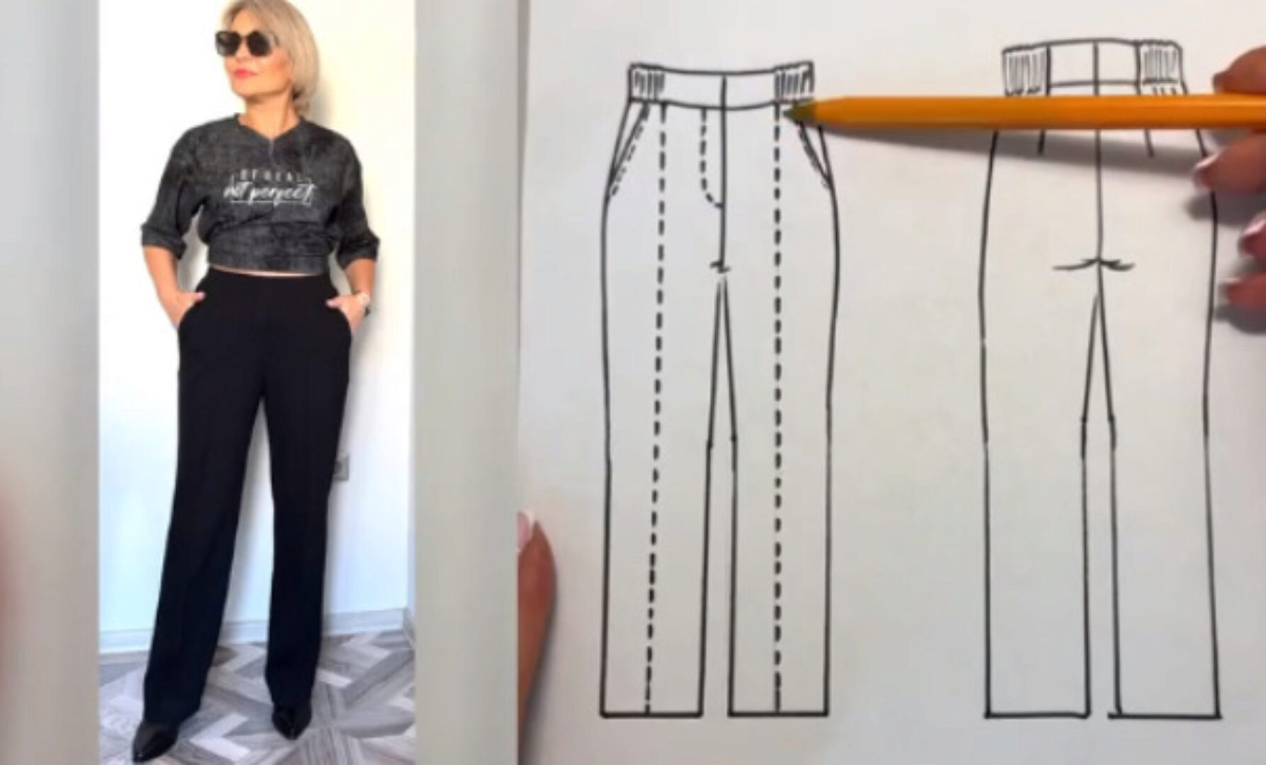 Трикотажные брюки на резинке, со стрелками (Лилия Дроздова)