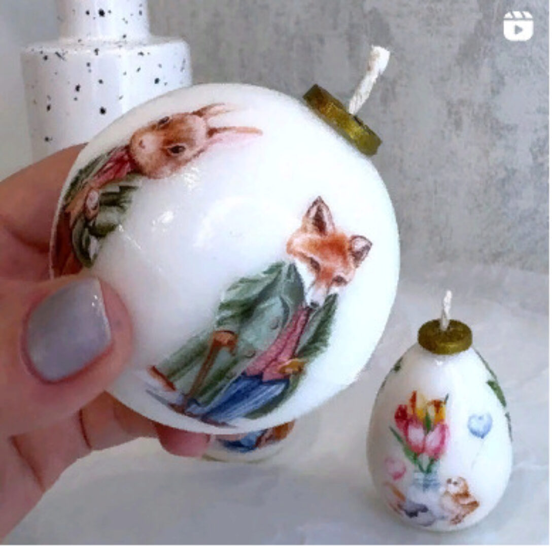 Керамические свечи. Шар и яйцо с птичкой (larose_candles)