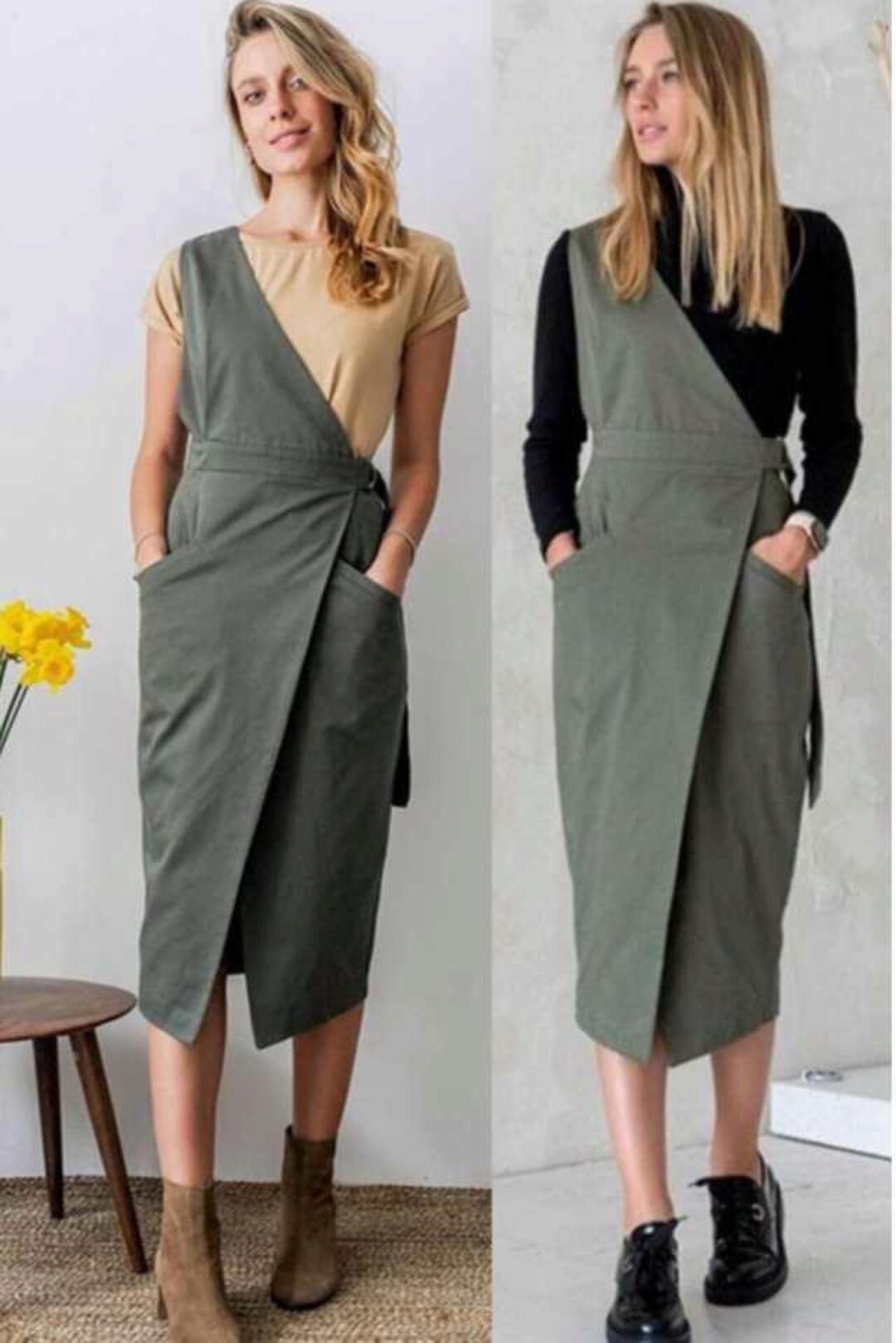 Выкройки сарафана асимметричного юбка с запахом на футболку. Размеры 40 - 64 (Вера Ольховская)