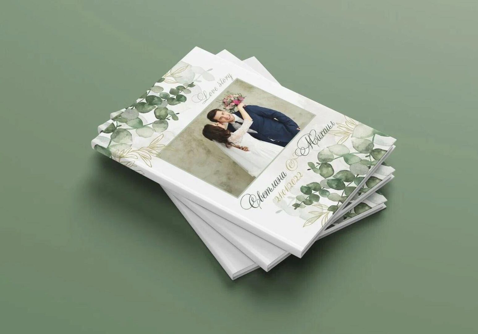 [mironova.studio] PSD-Шаблон свадебной фотокниги Green. Размер 21x30 (Ирина Миронова)