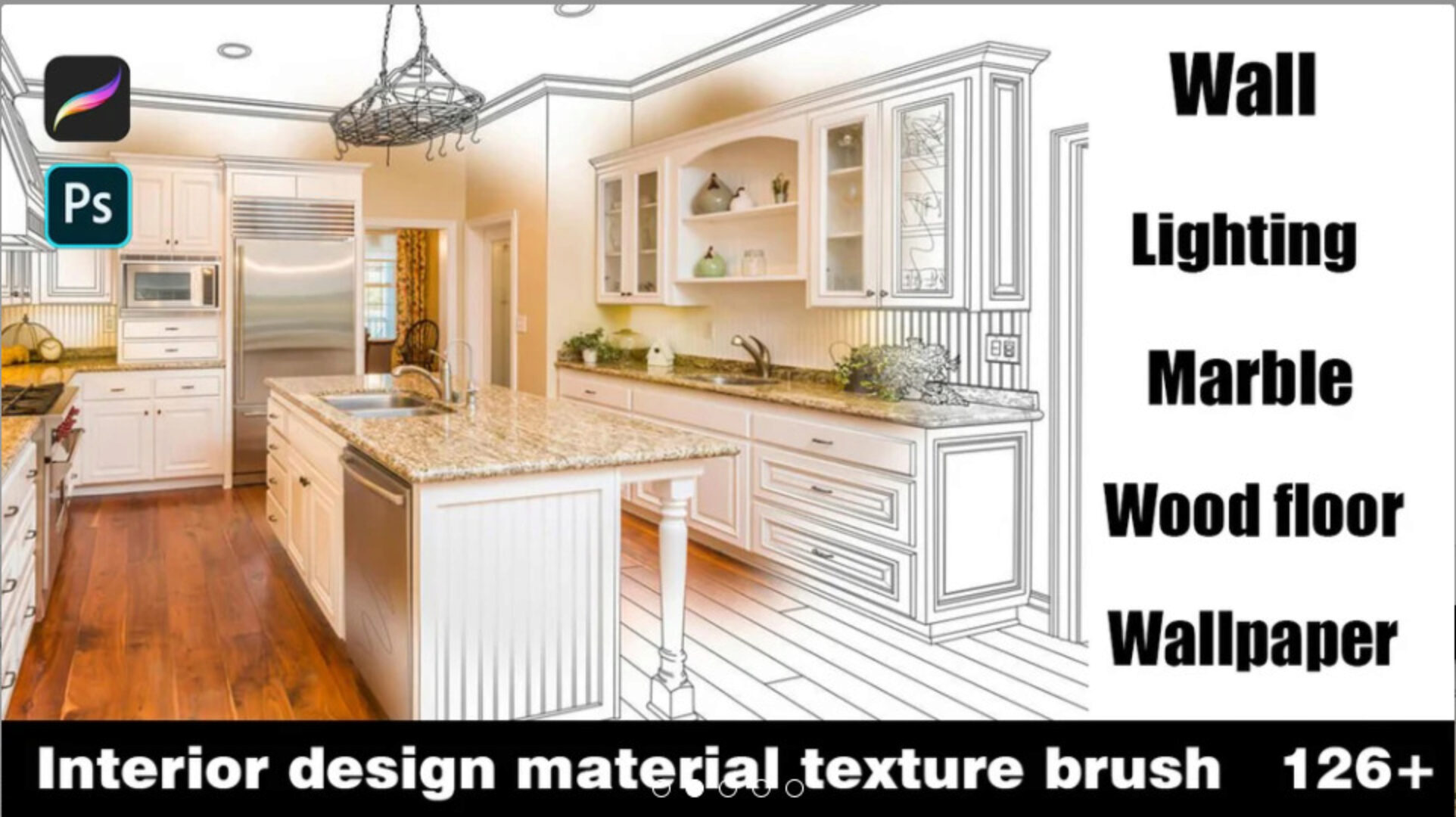 [gumroad] Интерьерные кисти для ProCreate / Interior design material texture brush (Ming Clarence)