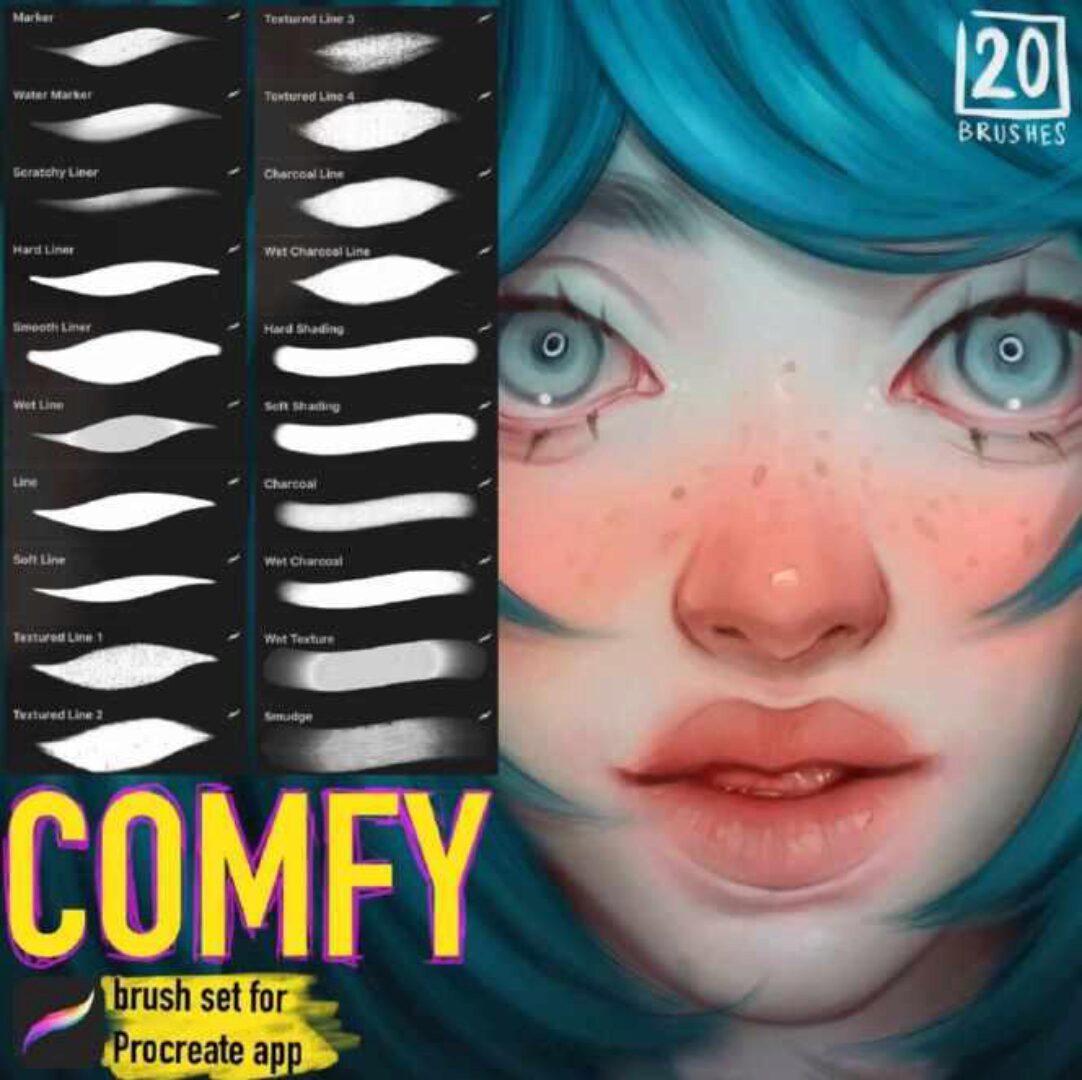 Портретные кисти для Procreate / Comfy brushes for Procreate app by @bluesssatan (Юлия Разумова)