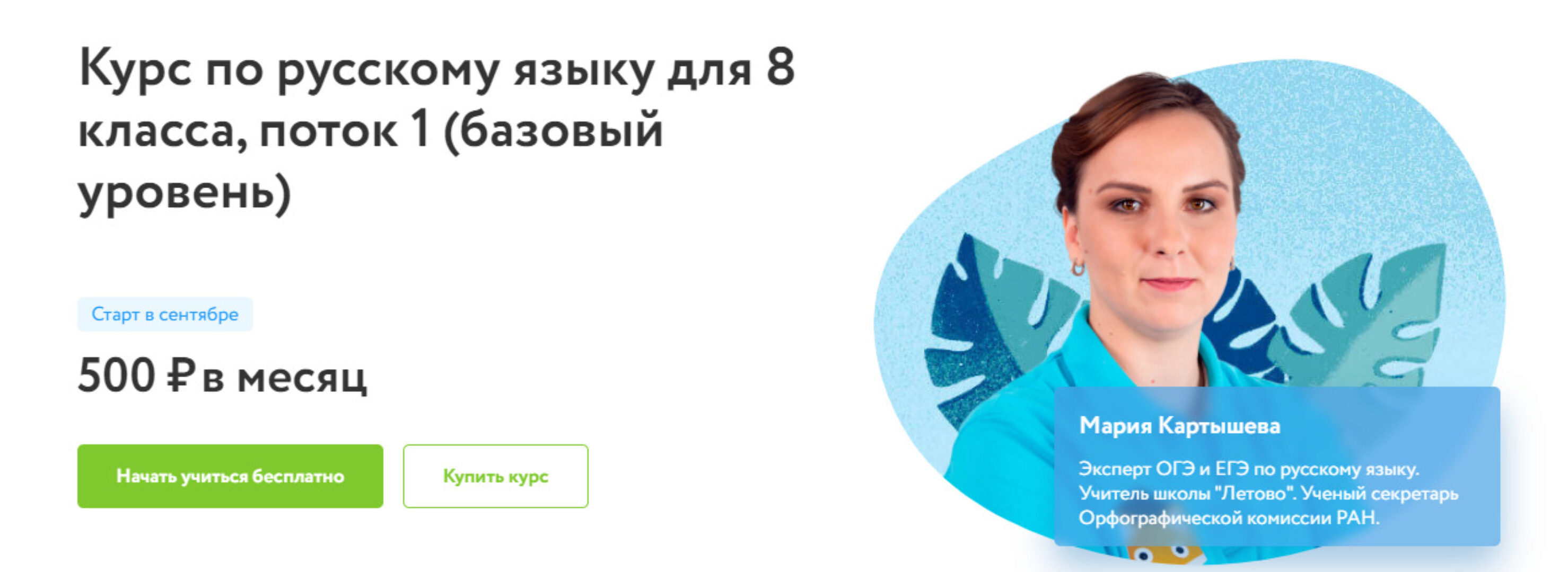 [Фоксфорд] Курс по русскому языку для 8 класса, поток 1 (базовый уровень) (Мария Картышева)