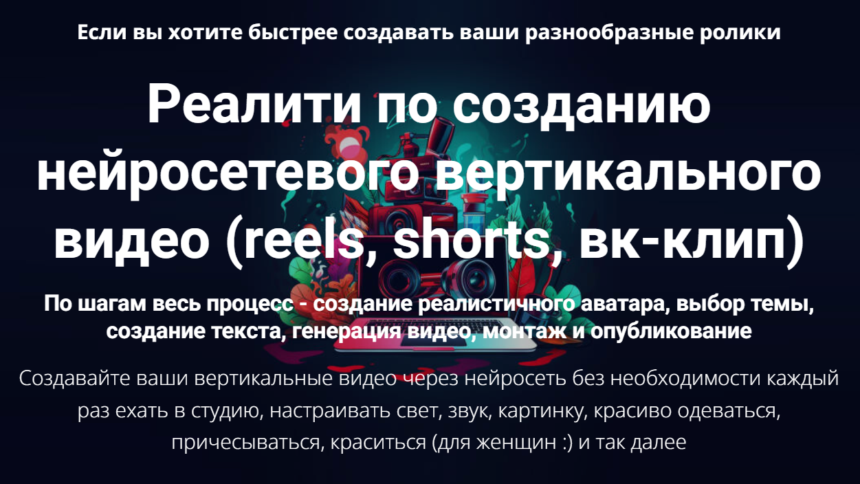 Реалити по созданию нейросетевого вертикального видео, reels, shorts, вк-клип (Дмитрий Зверев)