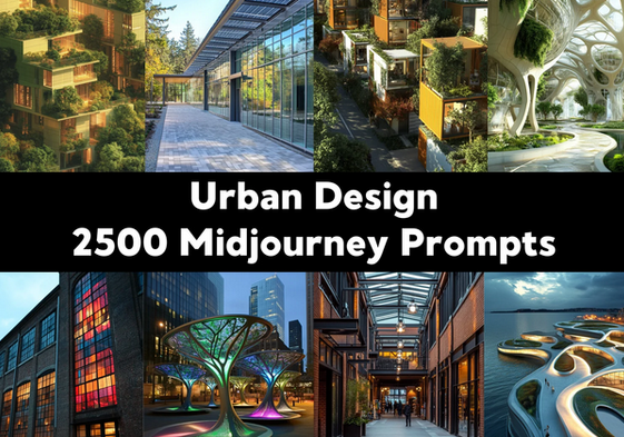 [ChillaxDesignsArt] 2500 промптов урбанистической архитектуры в Midjourney