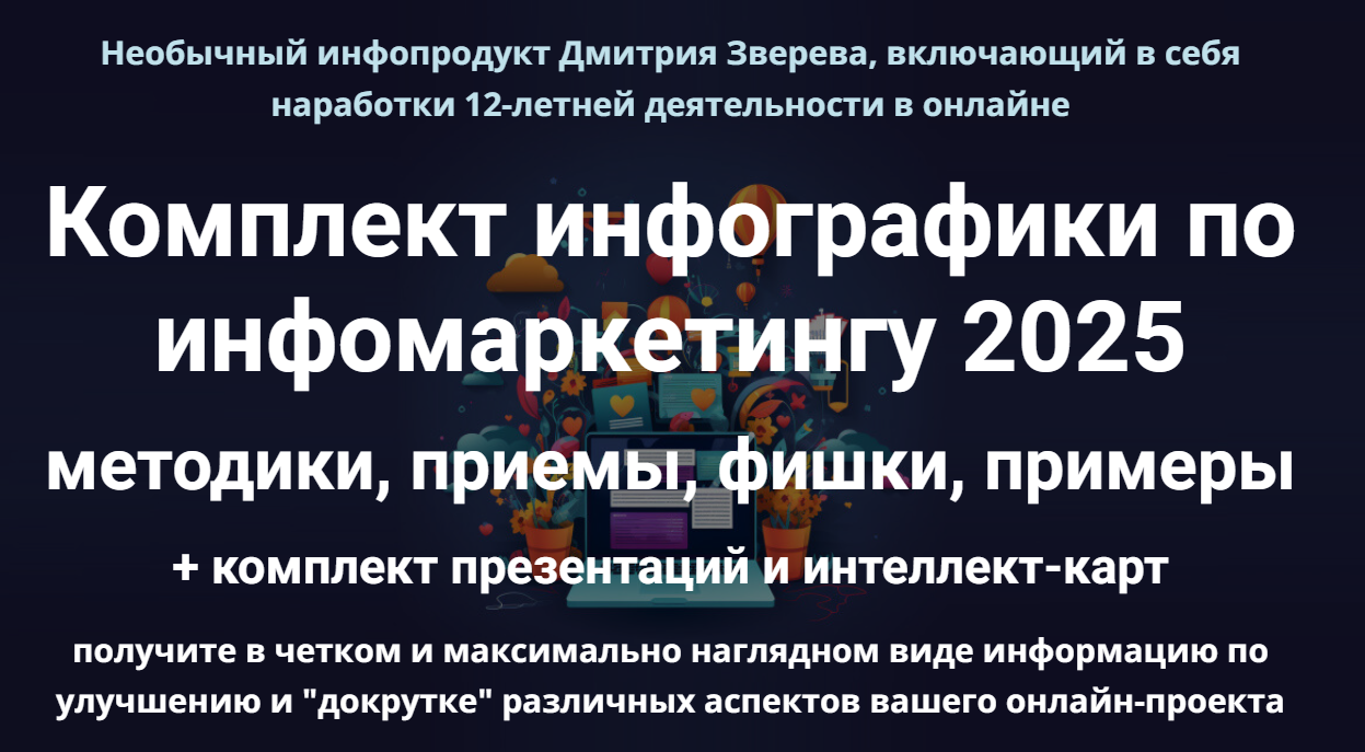 Комплект инфографики по инфомаркетингу 2025 (Дмитрий Зверев)