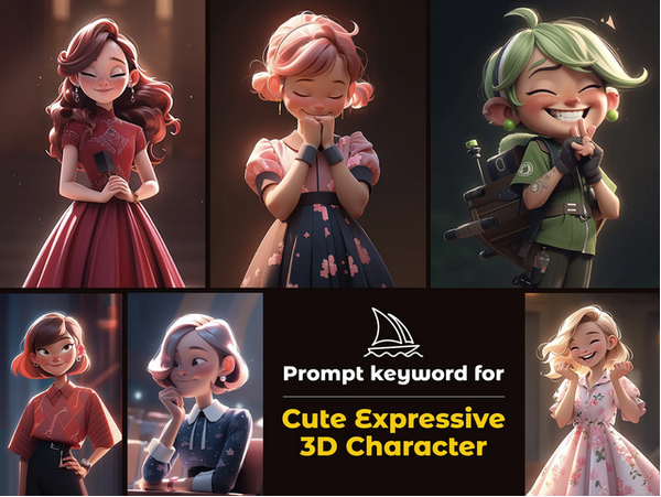 [PixelGeniusArt] Midjourney промпты для создания милых выразительных 3D-персонажей