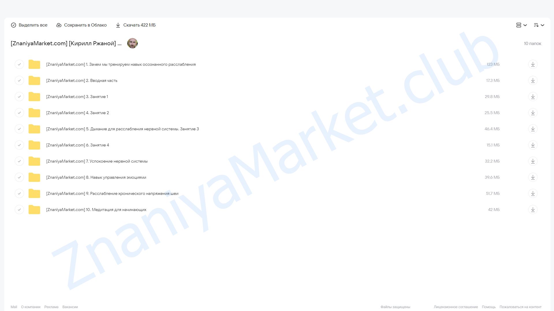 Курс осознанного расслабления (Кирилл Ржаной) облако mail, фото 2 из 2.