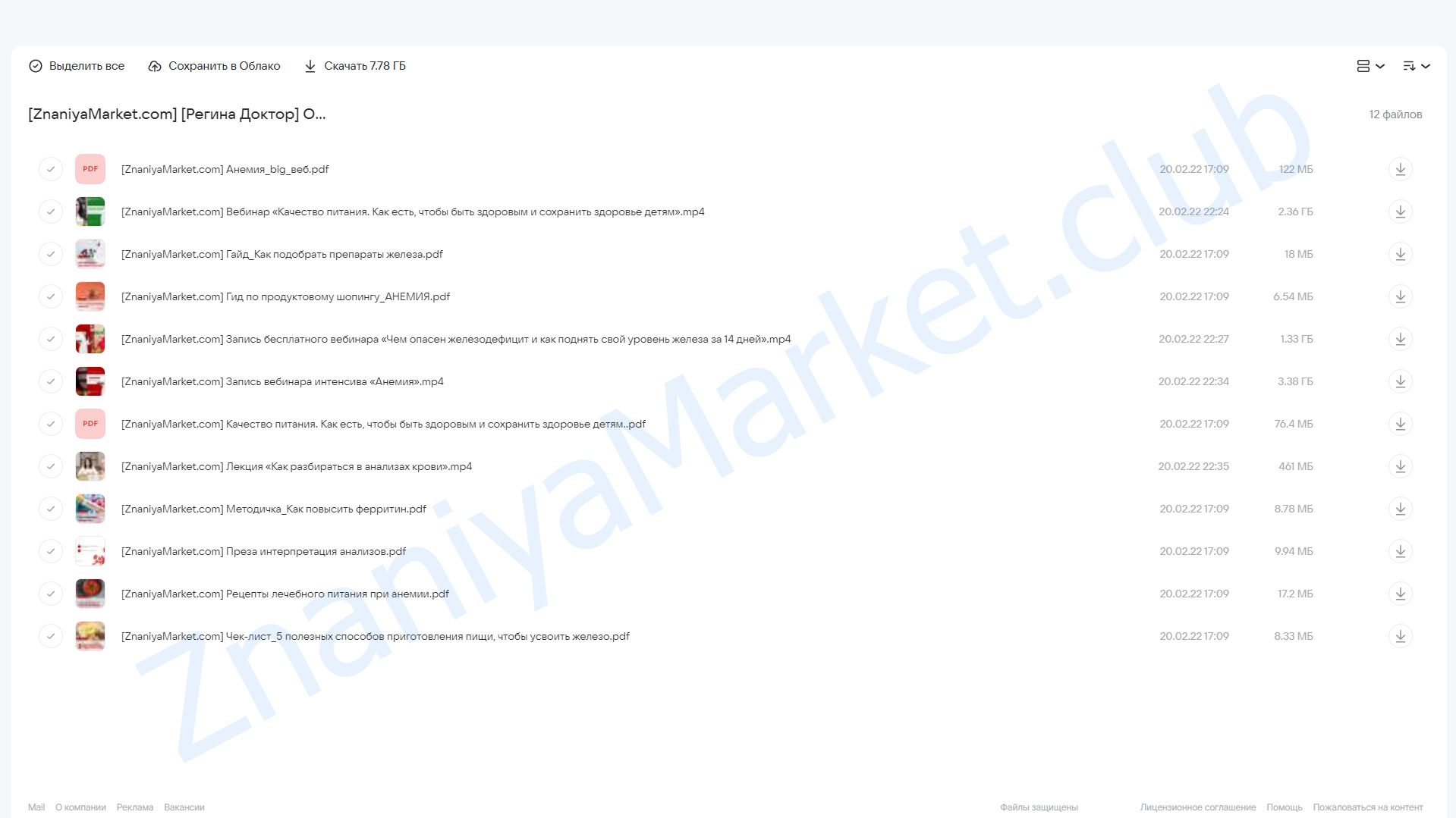 Обучающий интенсив Анемия (Регина Доктор) облако mail, фото 2 из 2.