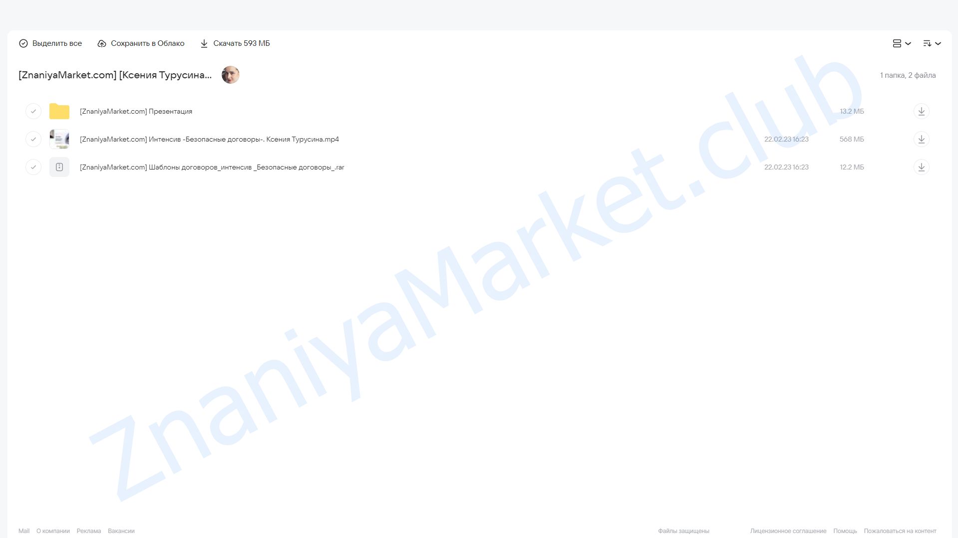 Интенсив для риэлторов Безопасные договоры (Ксения Турусина) облако mail, фото 2 из 2.