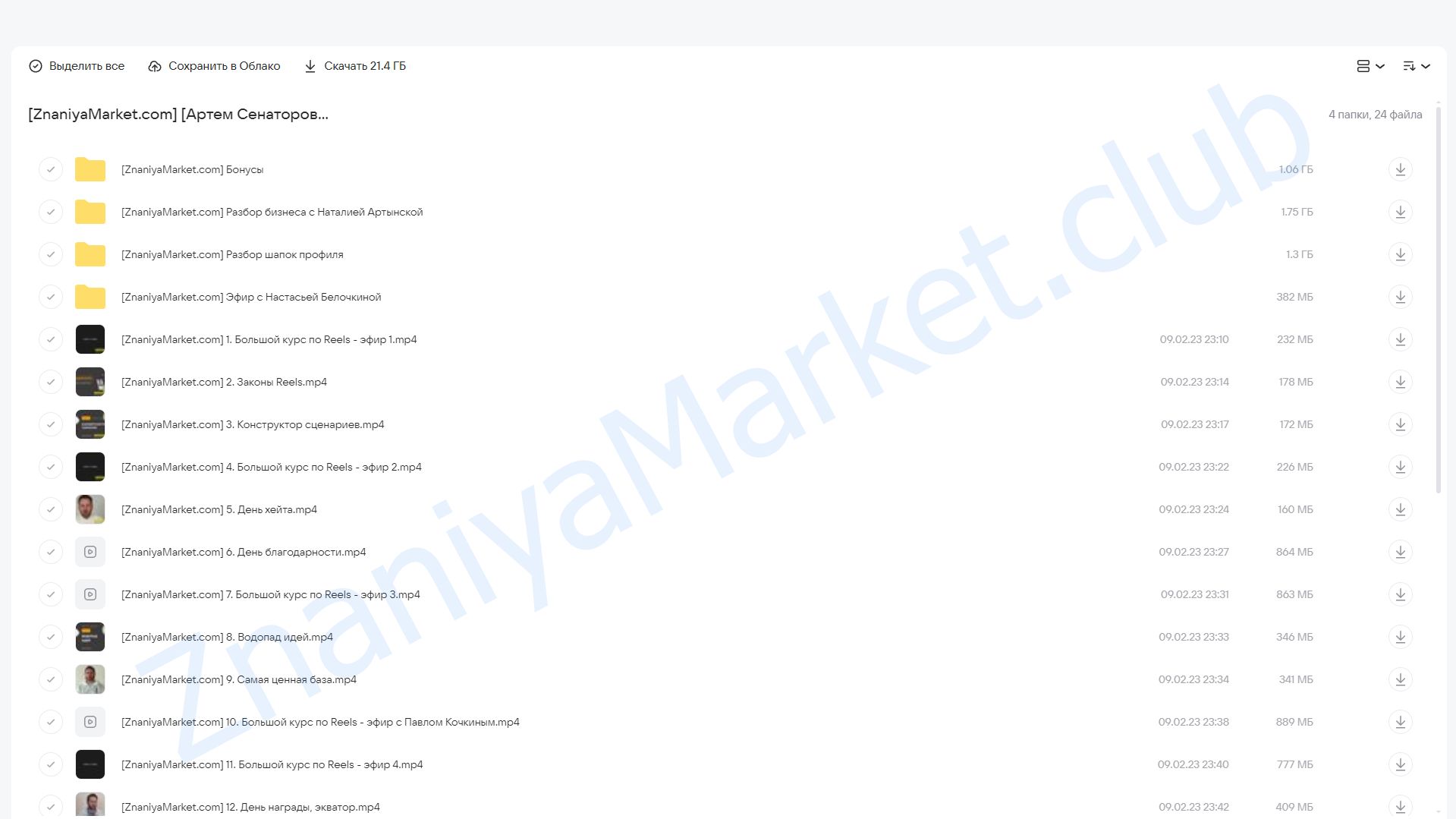 Большой курс по Reels. Тариф Супер-вип (Артем Сенаторов) облако mail, фото 2 из 2.