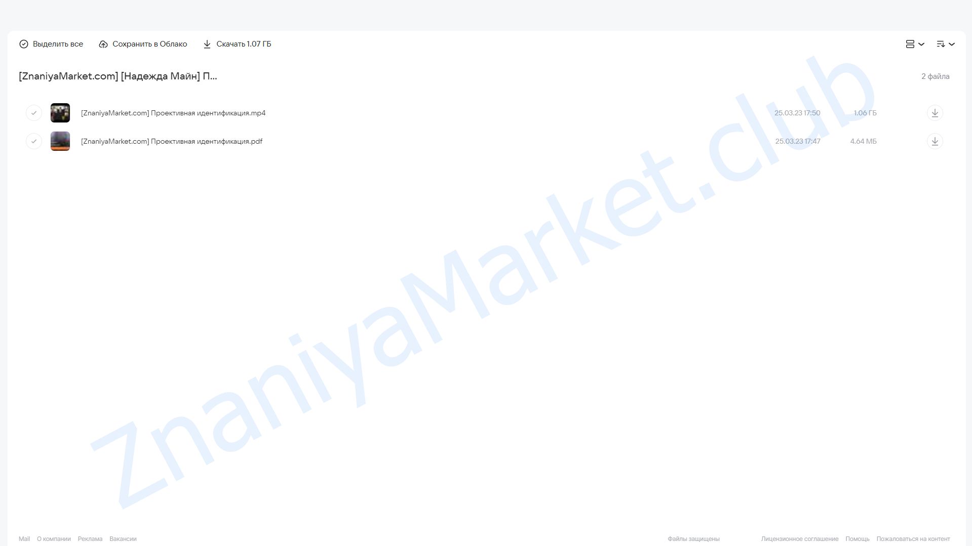 Проективная идентификация (Надежда Майн) облако mail, фото 2 из 2.