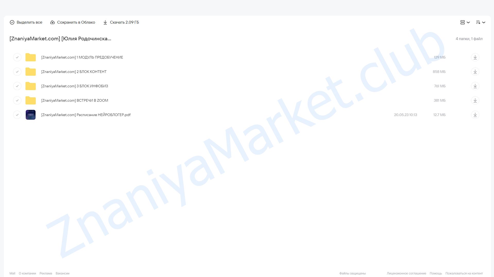 Нейроблогер. Тариф Контент + инфобиз (Юлия Родочинская) облако mail, фото 2 из 2.