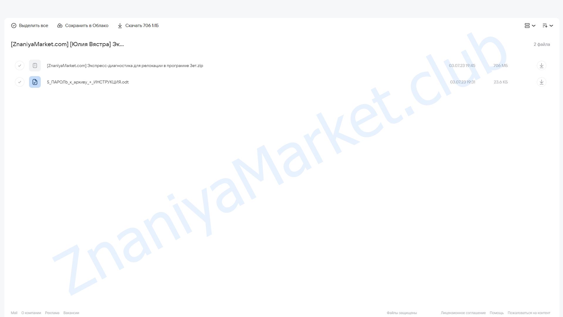 Экспресс-диагностика для релокации в программе Зет (Юлия Вястра) облако mail, фото 2 из 2.