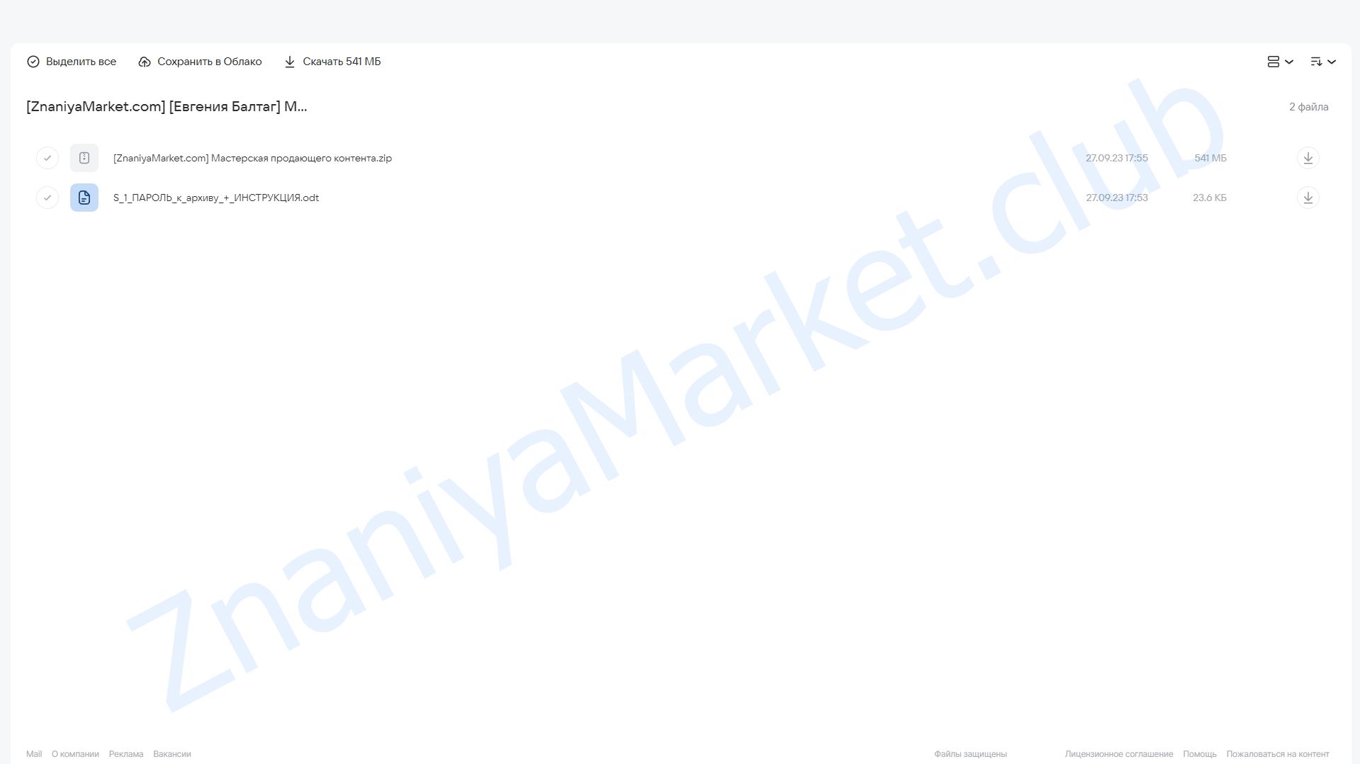 Мастерская продающего контента (Евгения Балтаг) облако mail, фото 2 из 2.