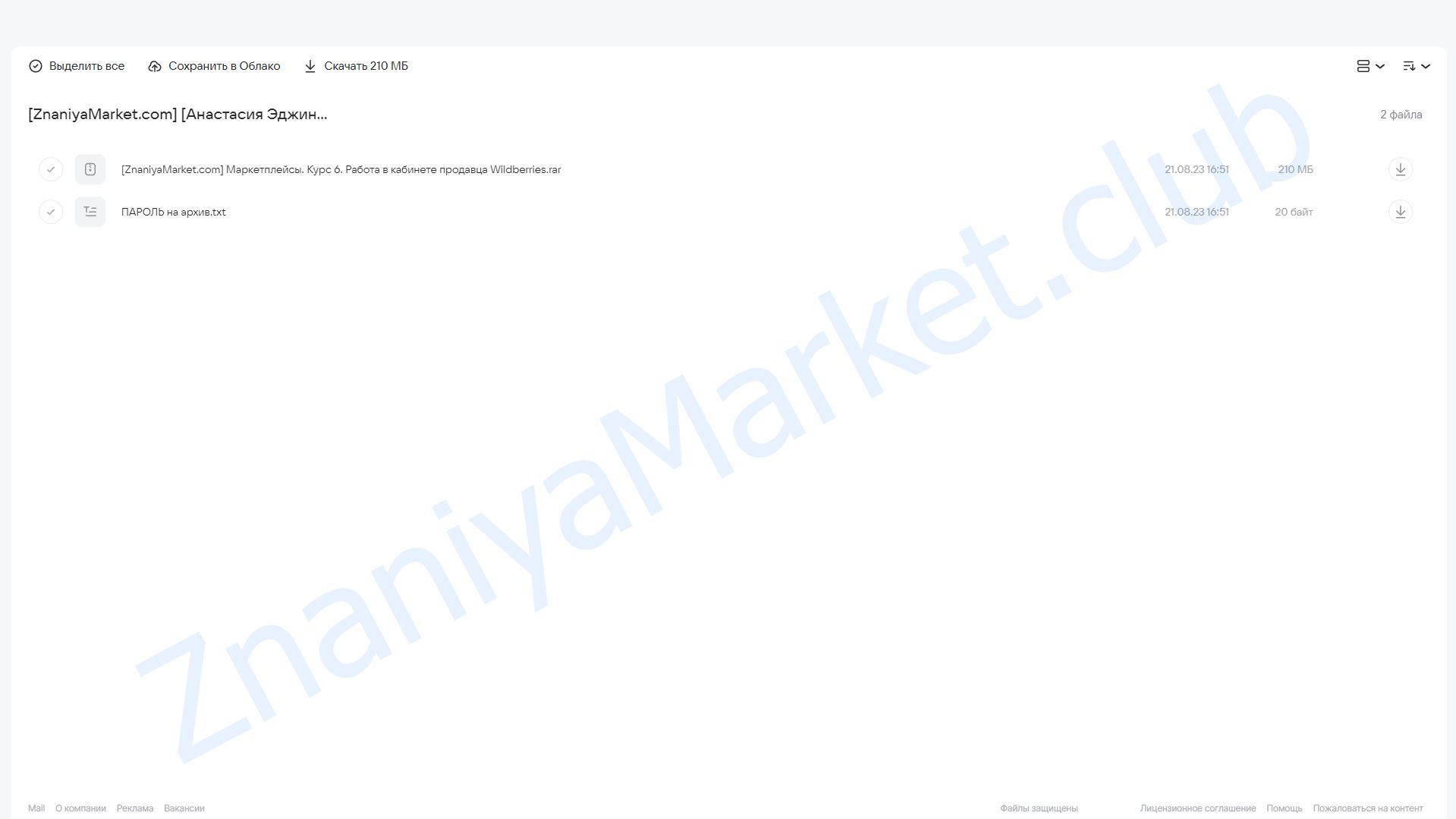 [stepik] Маркетплейсы. Курс 6. Работа в кабинете продавца Wildberries (Анастасия Эджингтон) облако mail, фото 2 из 2.