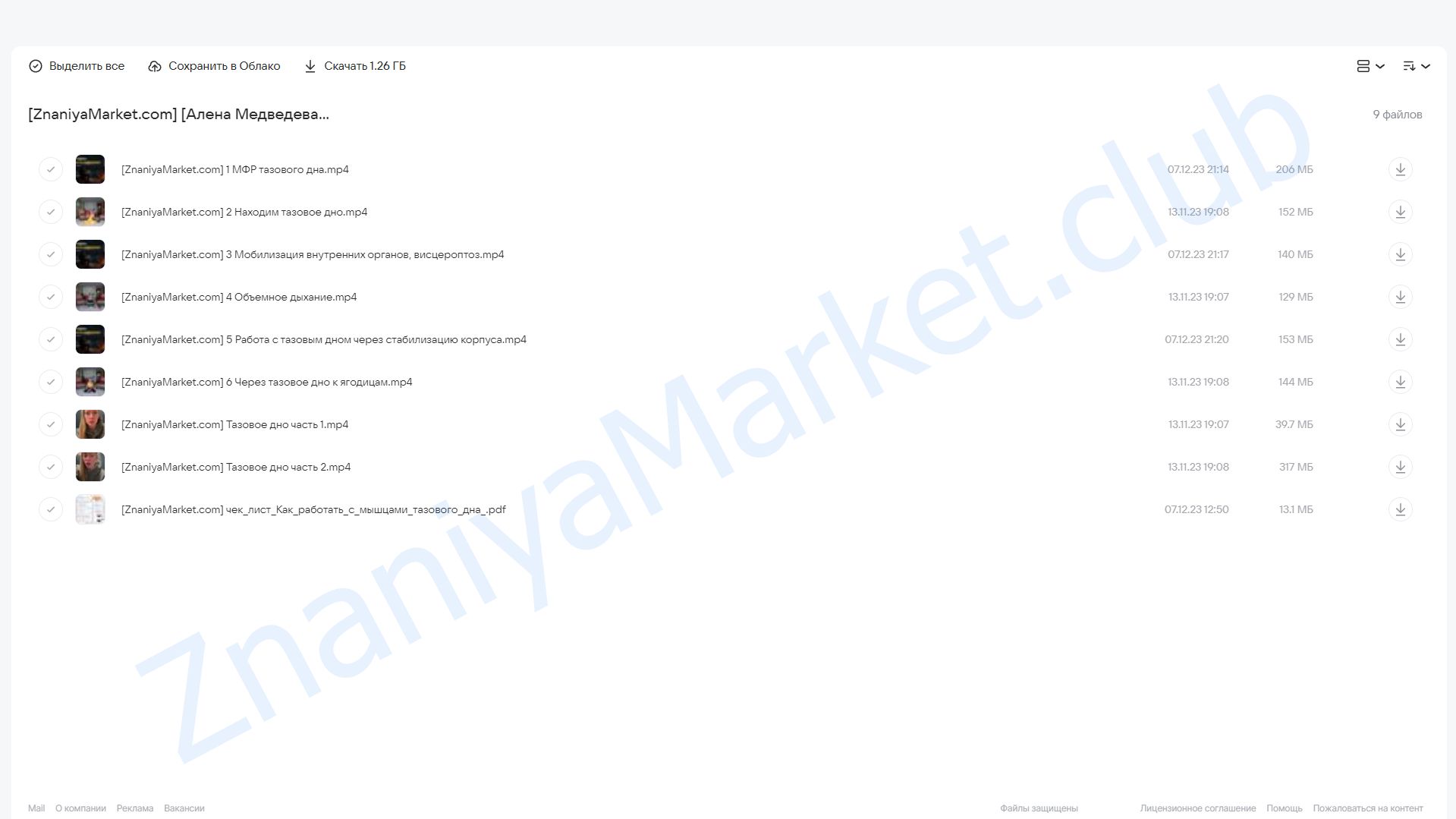 Интенсив Тазовое дно (Алена Медведева) облако mail, фото 2 из 2.