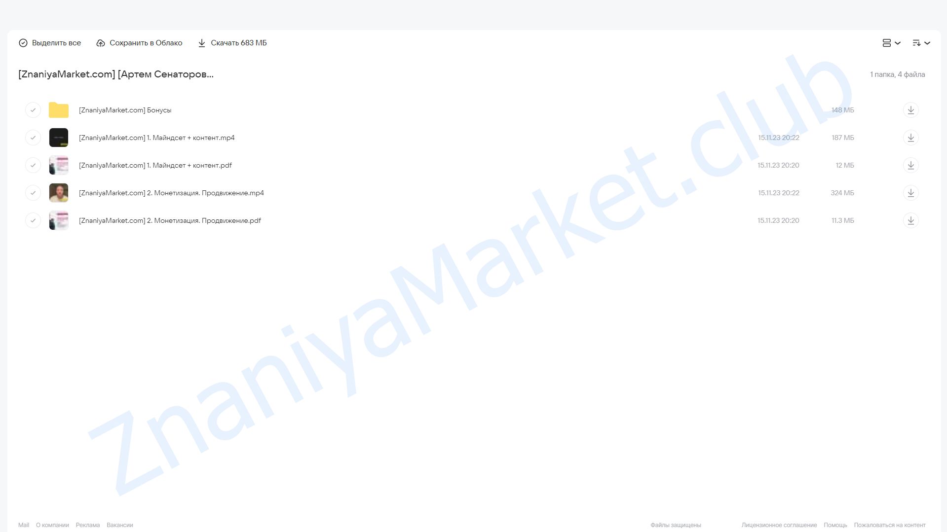 Интенсив по Telegram. Тариф Стандарт (Артем Сенаторов) облако mail, фото 2 из 2.