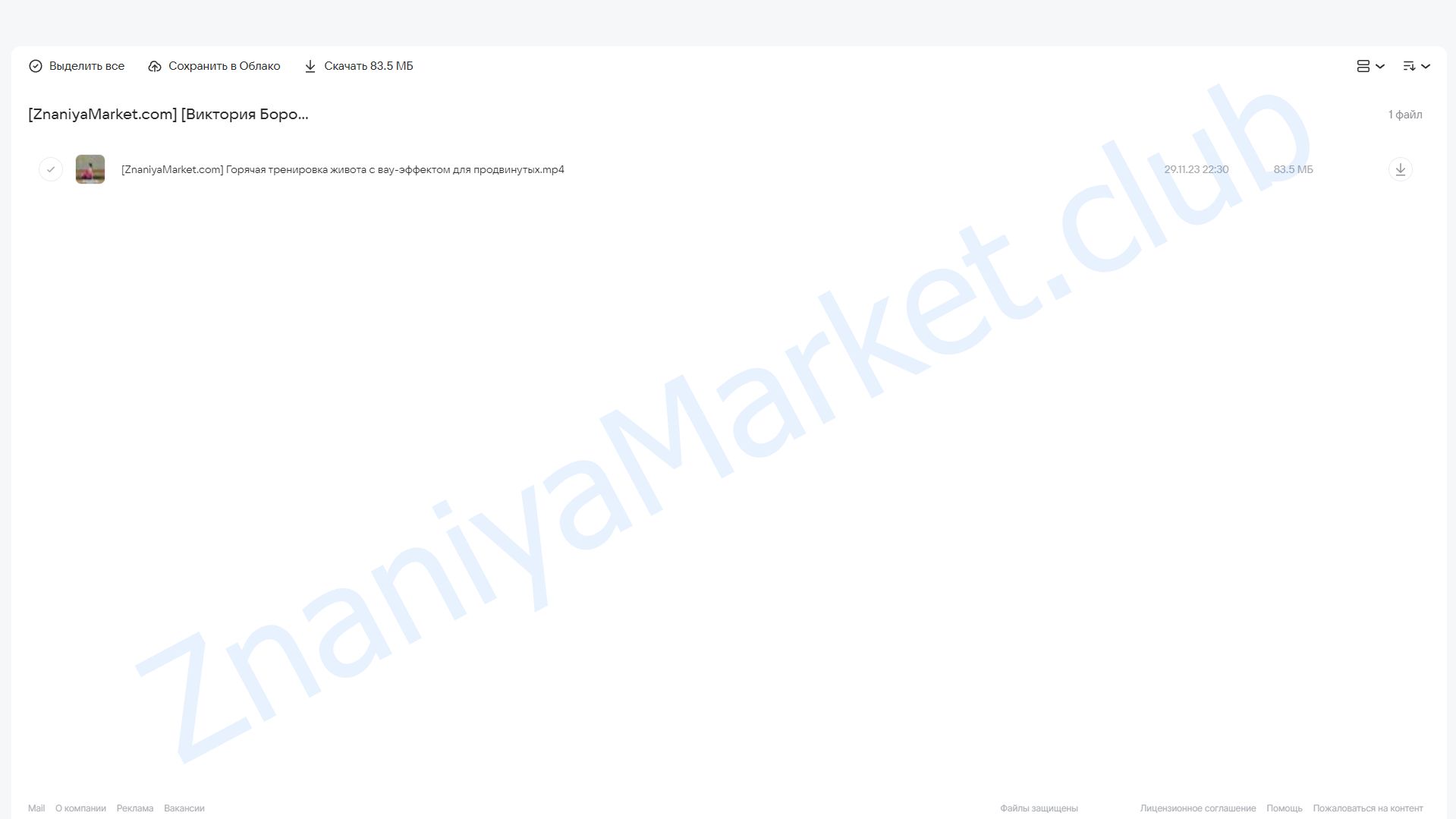 [FitSpoКлуб] Горячая тренировка живота с вау-эффектом для продвинутых (Виктория Боровская) облако mail, фото 2 из 2.