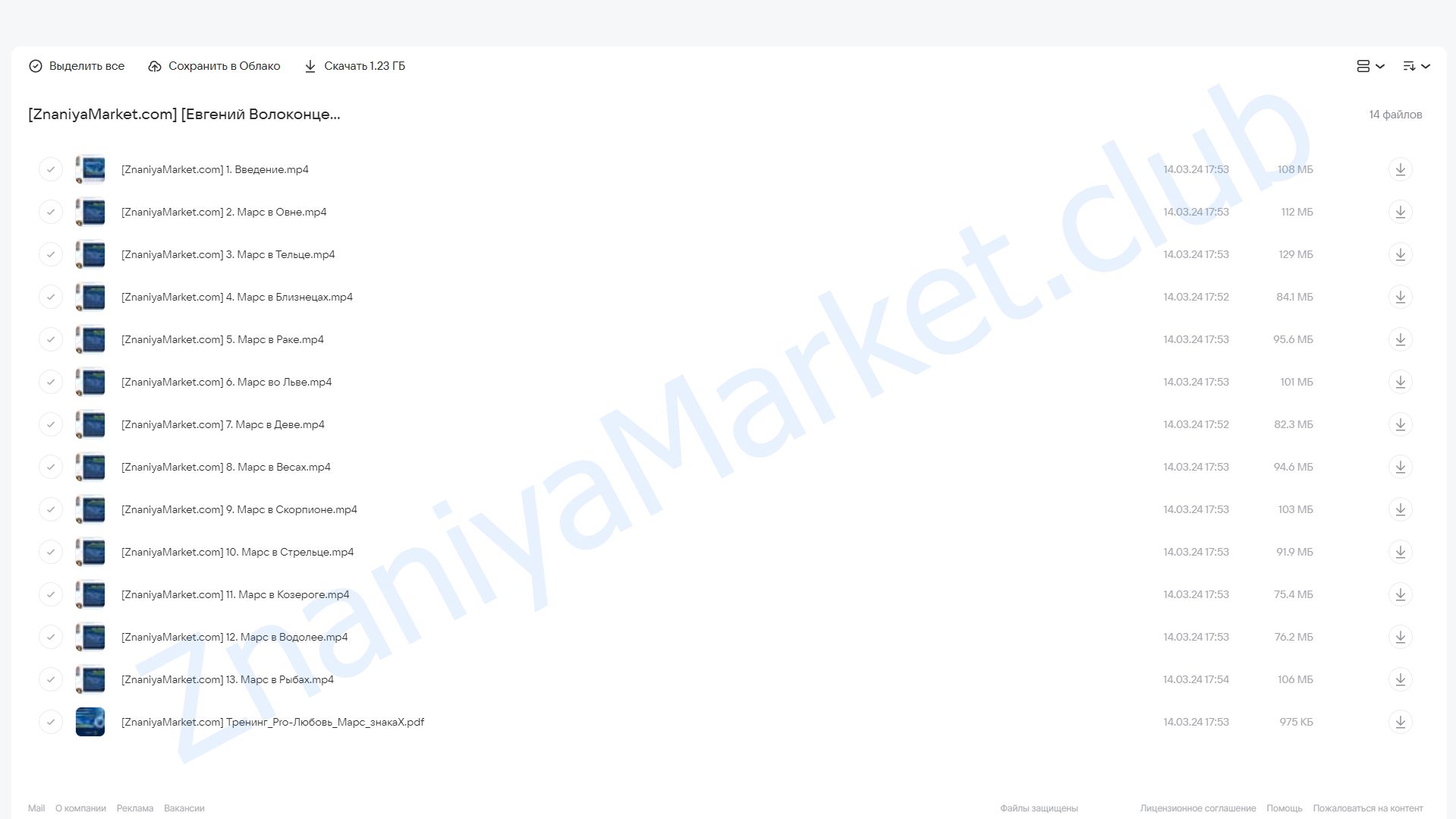 Секреты Марса, Марс в знаках Зодиака (Евгений Волоконцев) облако mail, фото 2 из 2.