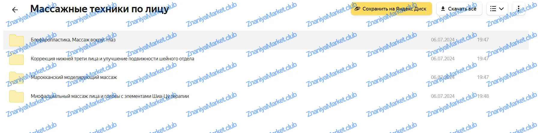 Все массажные техники по телу и лицу (Татьяна Шубина) файлы курса на Яндекс Облако скриншот 2