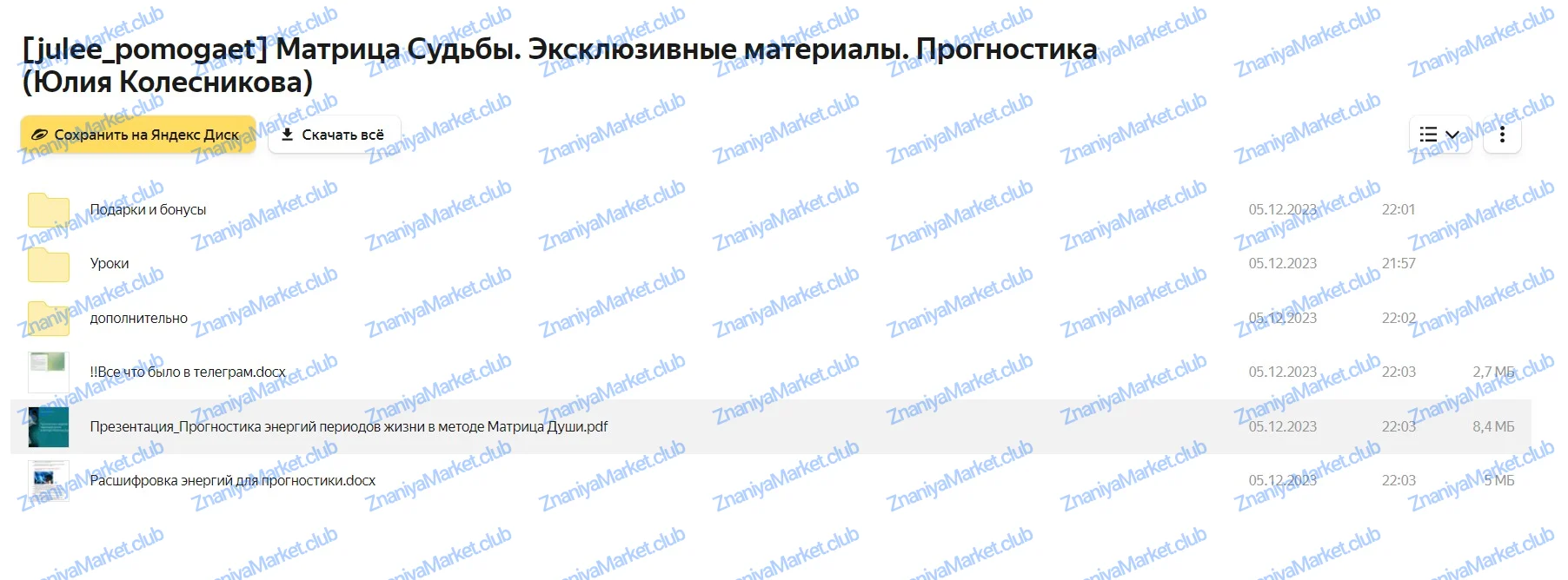 [julee_pomogaet] Матрица Судьбы. Эксклюзивные материалы. Прогностика ‌(Юлия Колесникова) файлы курса на  скриншот 1