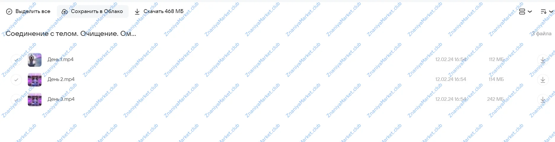 Соединение с телом. Очищение. Омоложение. Гармония. Январь 2024 (Эмилия Франк) файлы курса на Облако Mail скриншот 1