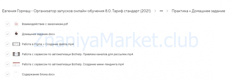 Организатор запусков онлайн-обучения 8.0. Тариф стандарт (Евгения Гормаш) скрин на облаке, фото 2 из 2.