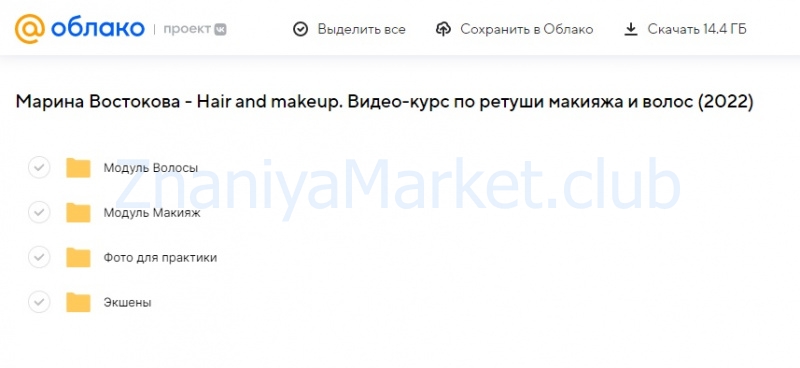 Hair and makeup. Видео-курс по ретуши макияжа и волос (Марина Востокова) скрин на облаке, фото 2 из 2.