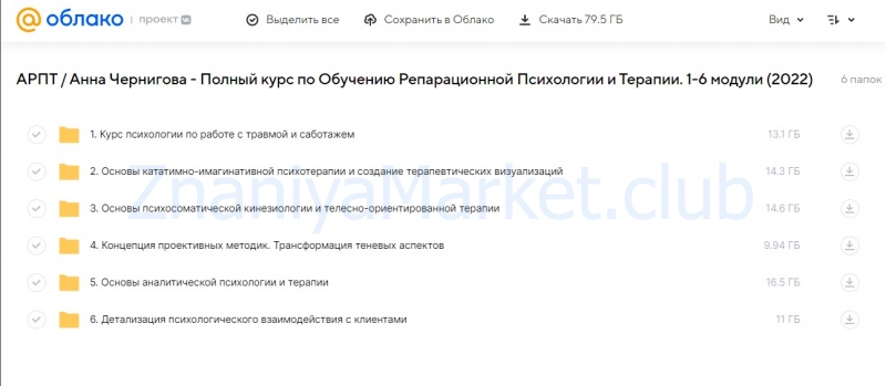 [АРПТ] Полный курс по Обучению Репарационной Психологии и Терапии. 1-6 модули (Анна Чернигова) скрин на облаке, фото 2 из 2.